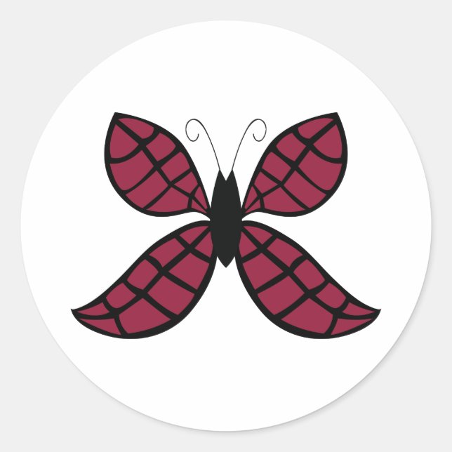 Stylized Crimson Butterfly  Classic Round Sticker (Front)