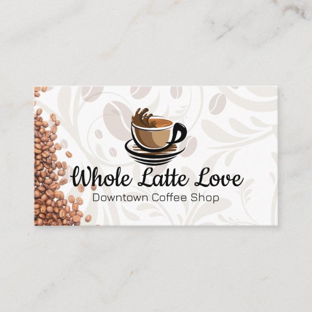 Stylized Cup of Java | Coffee Beans Business Card (Front)