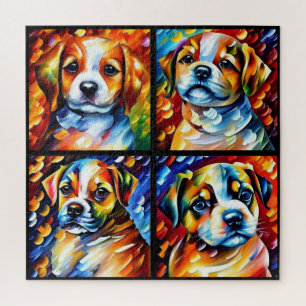 Stylized Cute Puppies Jigsaw Puzzle