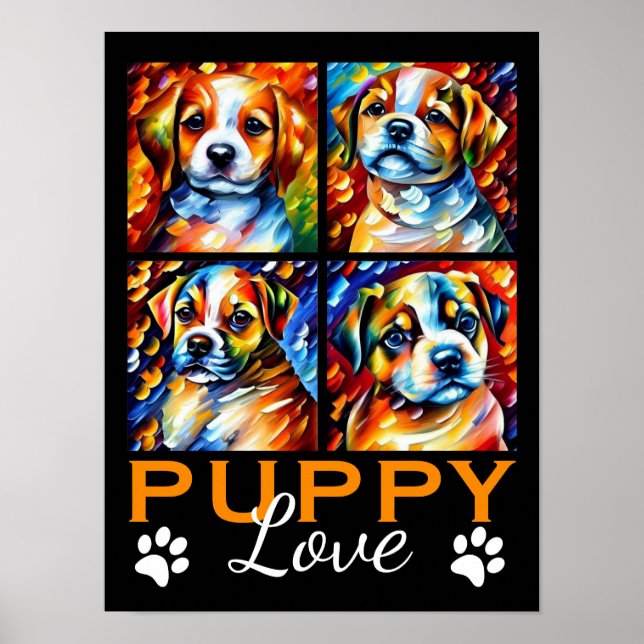 Stylized Cute Puppies Poster (Front)