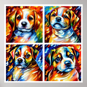 Stylized Cute Puppies Poster