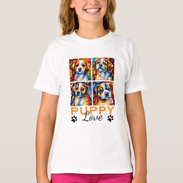 Stylized Cute Puppies T-Shirt (Front)