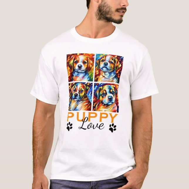 Stylized Cute Puppies T-Shirt (Front)
