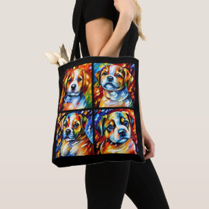Stylized Cute Puppies Tote Bag