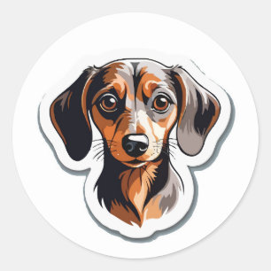 Stylized Dachshund Portrait Sticker: Colourful Dog Classic Round Sticker