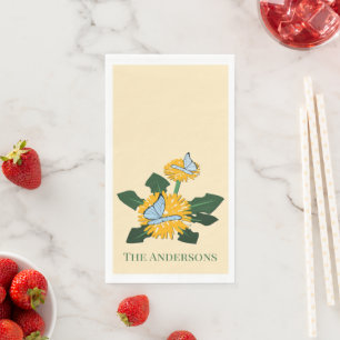 Stylized Dandelion Butterfly Welcome to New Home Napkin