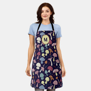 Stylized Dark Forest Mushroom Custom Apron