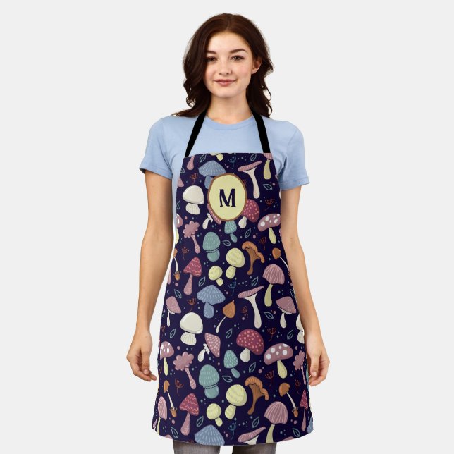 Stylized Dark Forest Mushroom Custom Apron (Worn)
