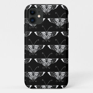 Stylized Deco butterfly - black and white iPhone 11 Case