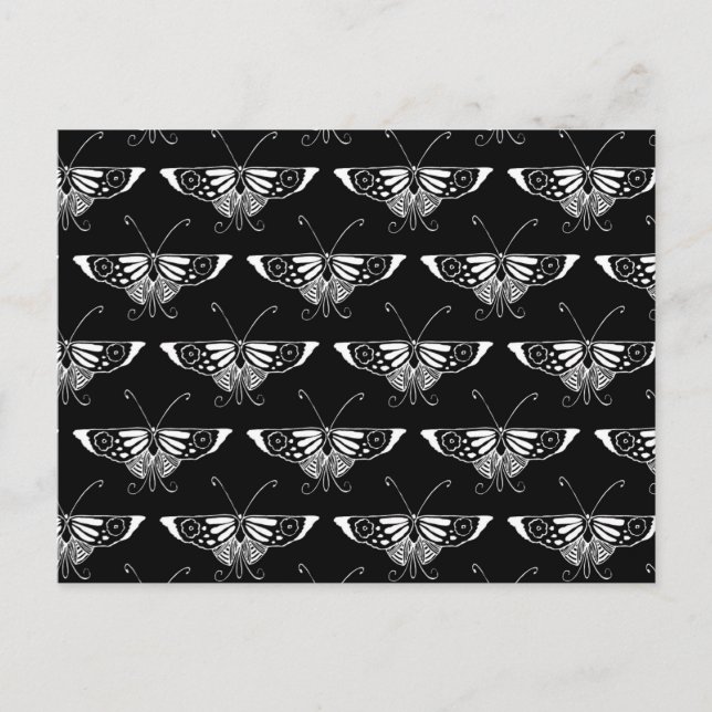 Stylized Deco butterfly  - black and white Postcard (Front)