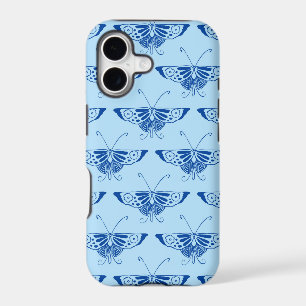 Stylized Deco butterfly  - cobalt and pale blue