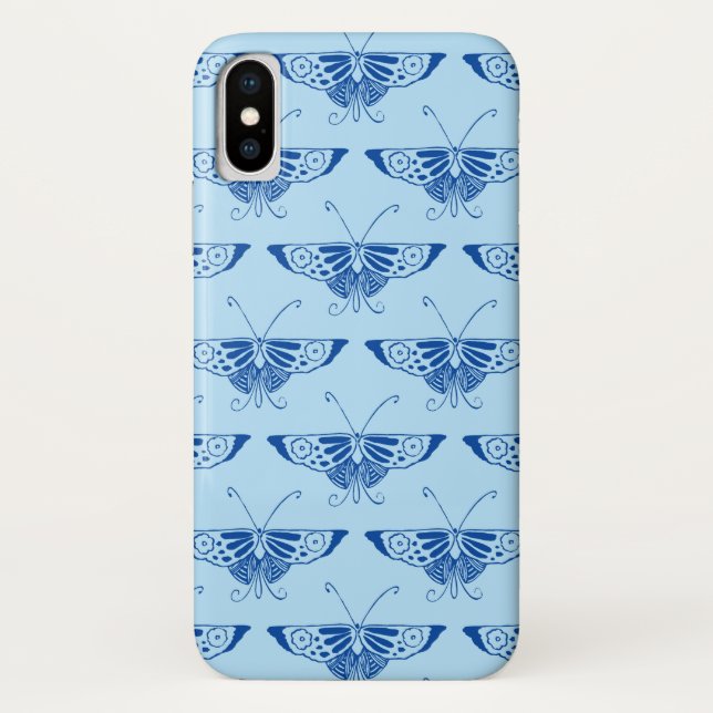 Stylized Deco butterfly  - cobalt and pale blue Case-Mate iPhone Case (Back)