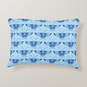 Stylized Deco butterfly - cobalt and pale blue Decorative Pillow