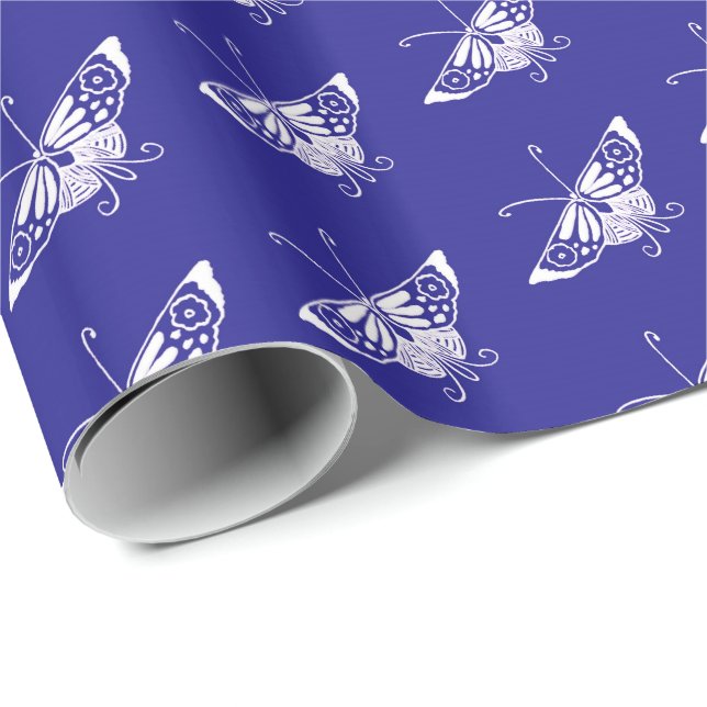 Stylized Deco butterfly  - cobalt blue Wrapping Paper (Roll Corner)