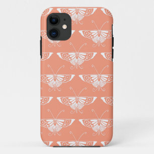 Stylized Deco butterfly  - coral orange iPhone 11 Case