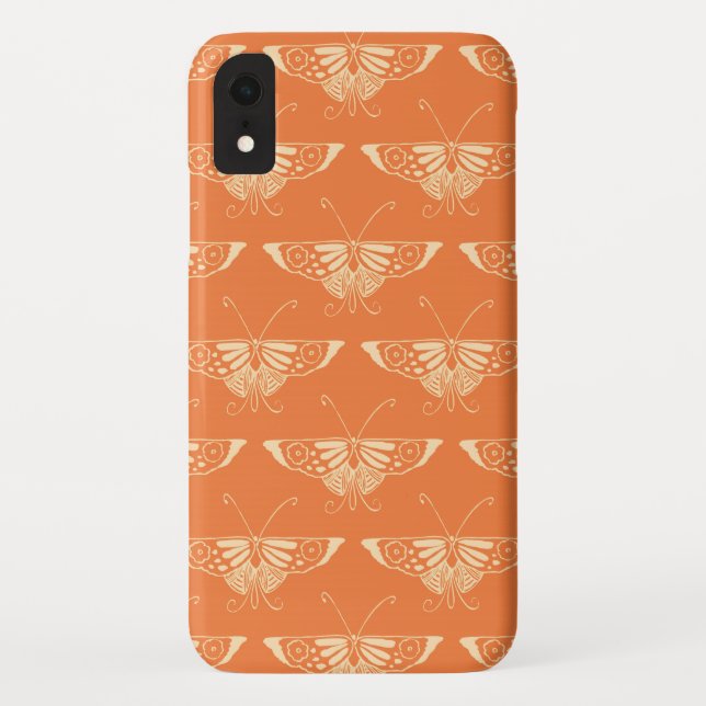 Stylized Deco butterfly  - coral orange Case-Mate iPhone Case (Back)