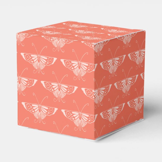 Stylized Deco butterfly  - coral orange Favor Box (Back Side)