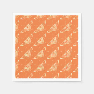 Stylized Deco butterfly - coral orange Napkin