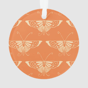 Stylized Deco butterfly  - coral orange Ornament