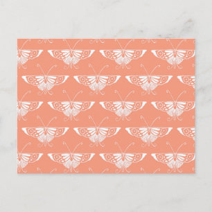 Stylized Deco butterfly  - coral orange Postcard