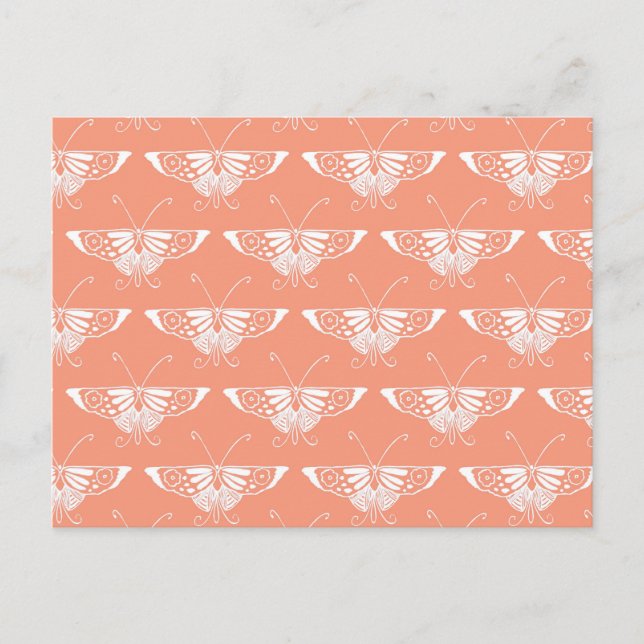 Stylized Deco butterfly  - coral orange Postcard (Front)