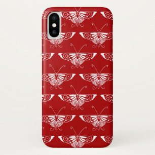 Stylized Deco butterfly - dark red and white Case-Mate iPhone Case
