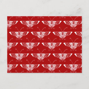 Stylized Deco butterfly  - dark red and white Postcard