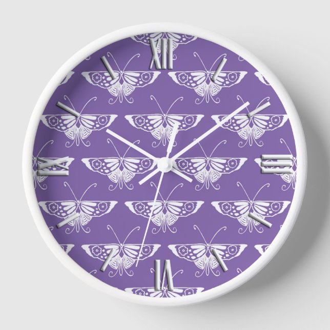Stylized Deco butterfly  - dusty lilac Clock (Front)