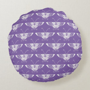 Stylized Deco butterfly  - dusty lilac Round Pillow