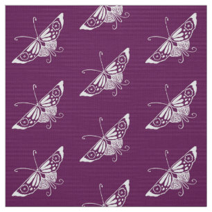 Stylized Deco Butterfly, Eggplant Purple Fabric