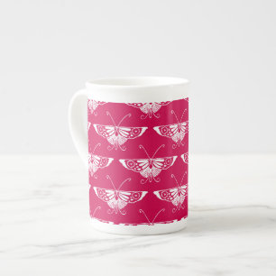 Stylized Deco butterfly - fuchsia pink Bone China Mug