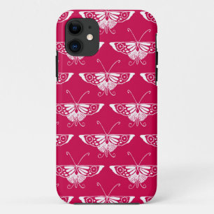 Stylized Deco butterfly  - fuchsia pink iPhone 11 Case