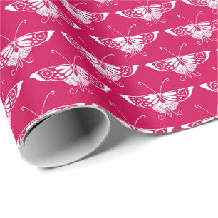 Stylized Deco butterfly - fuchsia pink Wrapping Paper