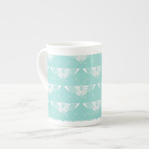 Stylized Deco butterfly - ice blue Bone China Mug