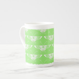 Stylized Deco butterfly  - lime green Bone China Mug