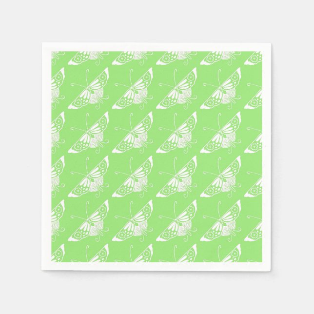 Stylized Deco butterfly  - lime green Napkin (Front)