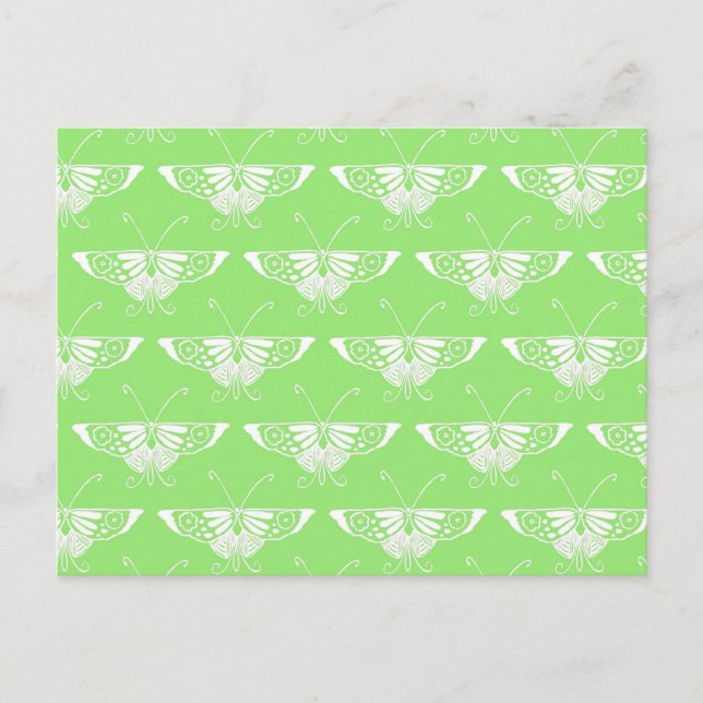 Stylized Deco butterfly  - lime green Postcard (Front)