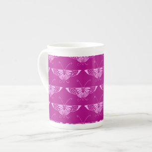 Stylized Deco butterfly - magenta and pink Bone China Mug