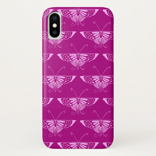 Stylized Deco butterfly  - magenta and pink Case-Mate iPhone Case (Back)
