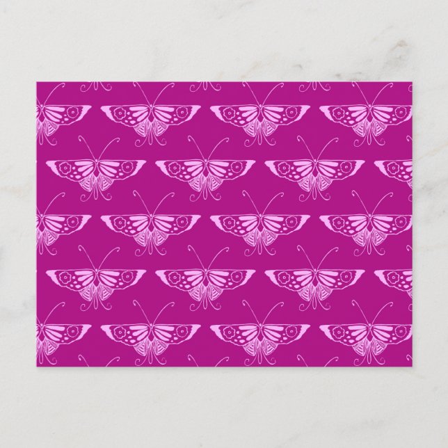 Stylized Deco butterfly  - magenta and pink Postcard (Front)