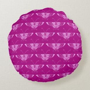 Stylized Deco butterfly  - magenta and pink Round Pillow