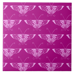 Stylized Deco butterfly  - magenta and pink Tile