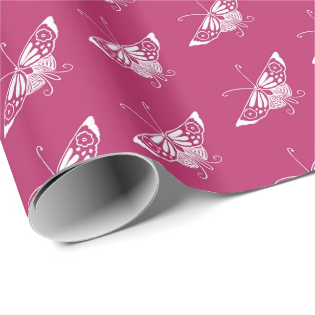 Stylized Deco butterfly  - magenta Wrapping Paper (Roll Corner)
