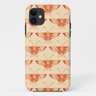 Stylized Deco butterfly  - mandarin orange iPhone 11 Case
