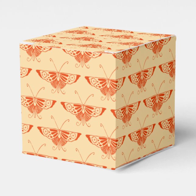 Stylized Deco butterfly  - mandarin orange Favor Box (Front Side)