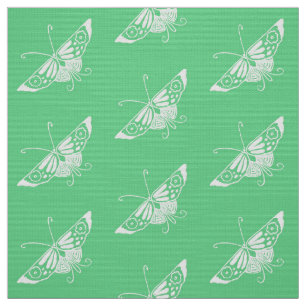 Stylized Deco Butterfly, Mint Green Fabric