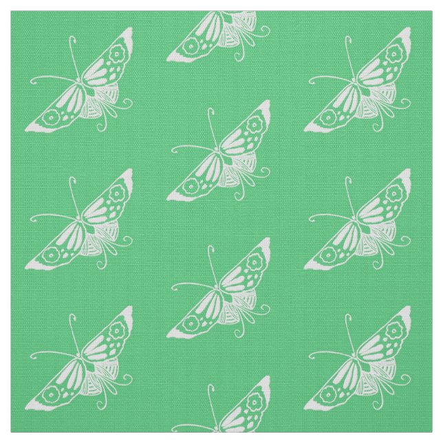 Stylized Deco Butterfly, Mint Green Fabric (Swatch)