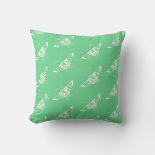 Stylized Deco butterfly - mint green Throw Pillow