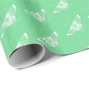Stylized Deco butterfly - mint green Wrapping Paper