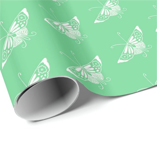 Stylized Deco butterfly  - mint green Wrapping Paper (Roll Corner)